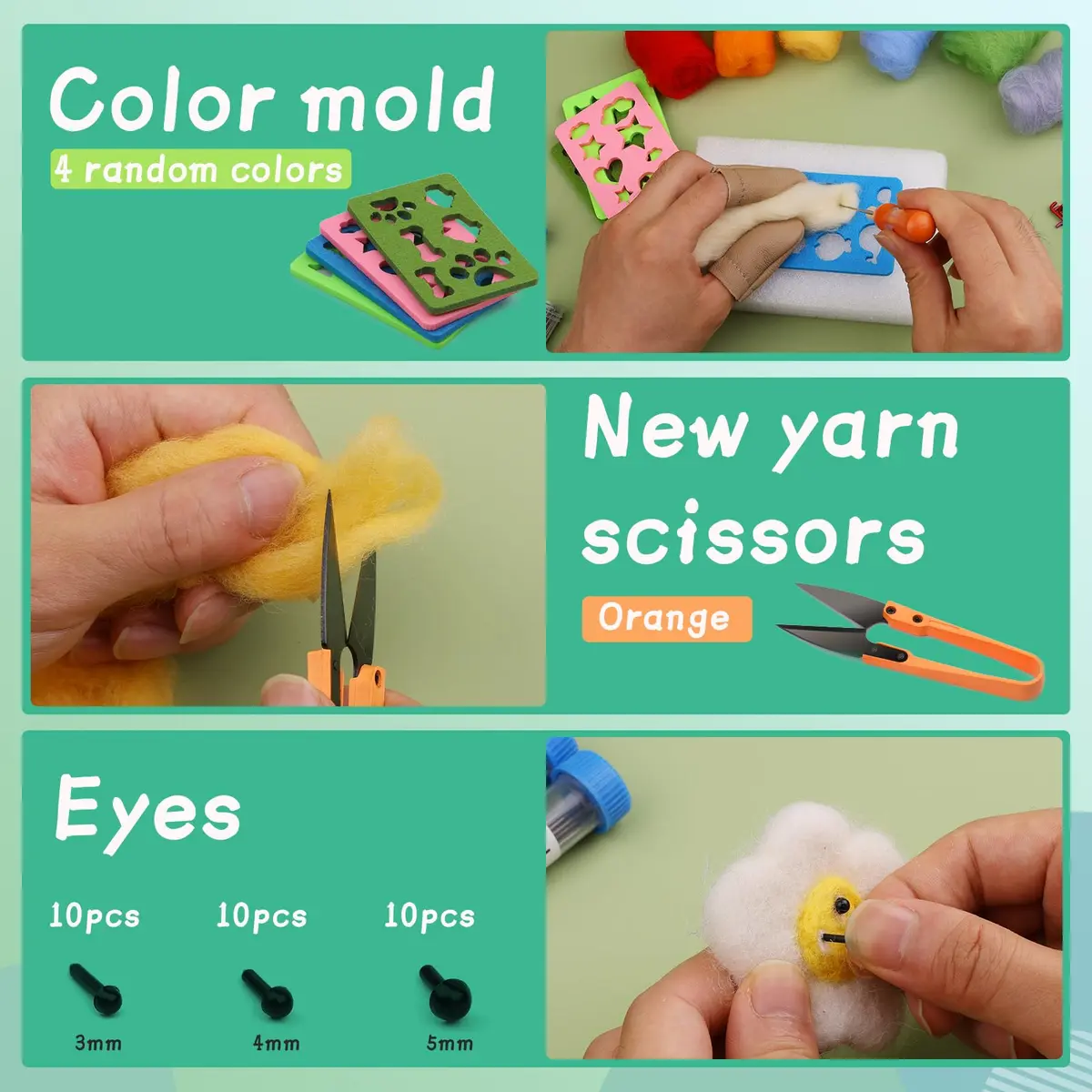 Mayboos Needle Felting Kit, Wool Roving 20 Colors Set | Complete DIY Craft Kit for Wool Art - view 6