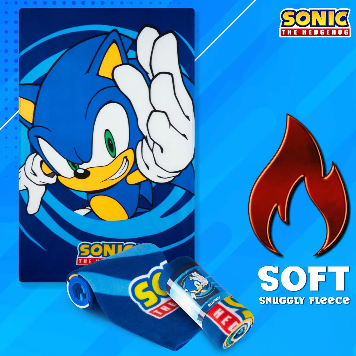Get Trend Sonic The Hedgehog Throw Blanket for Kids, 100x150 cm (39x59 in) | Soft Warm Vibrant Fleece for Couch, Bed, Travel - view 5