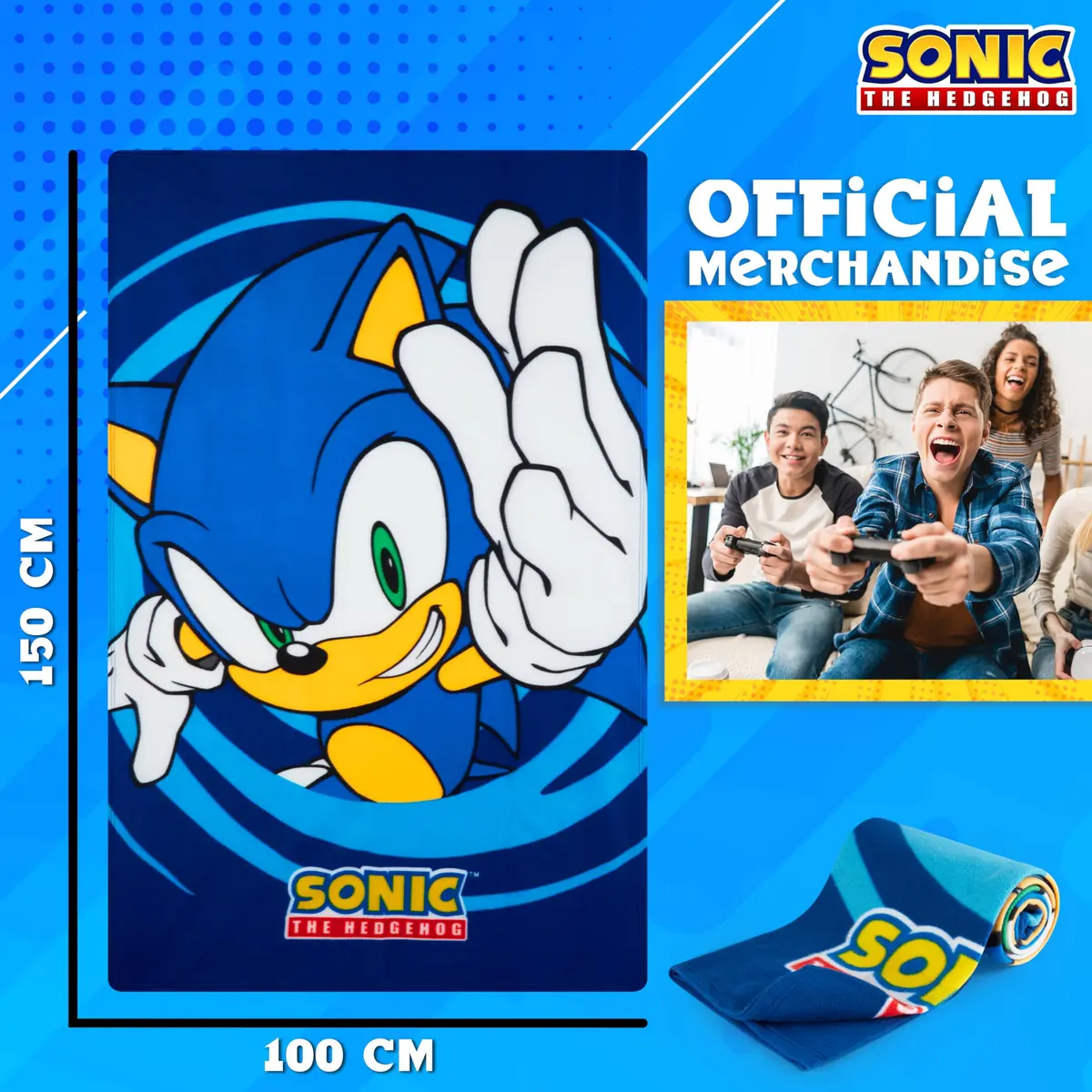 Get Trend Sonic The Hedgehog Throw Blanket for Kids, 100x150 cm (39x59 in) | Soft Warm Vibrant Fleece for Couch, Bed, Travel - view 6