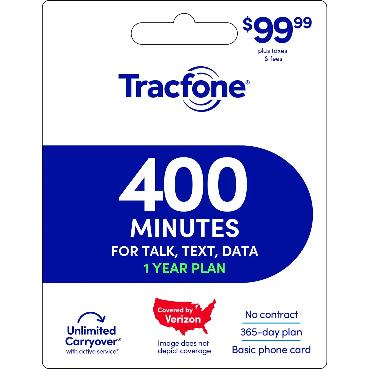 Tracfone $99.99 Annual Prepaid Card 365 Service Days | Verizon Network for Basic Phones - main product image