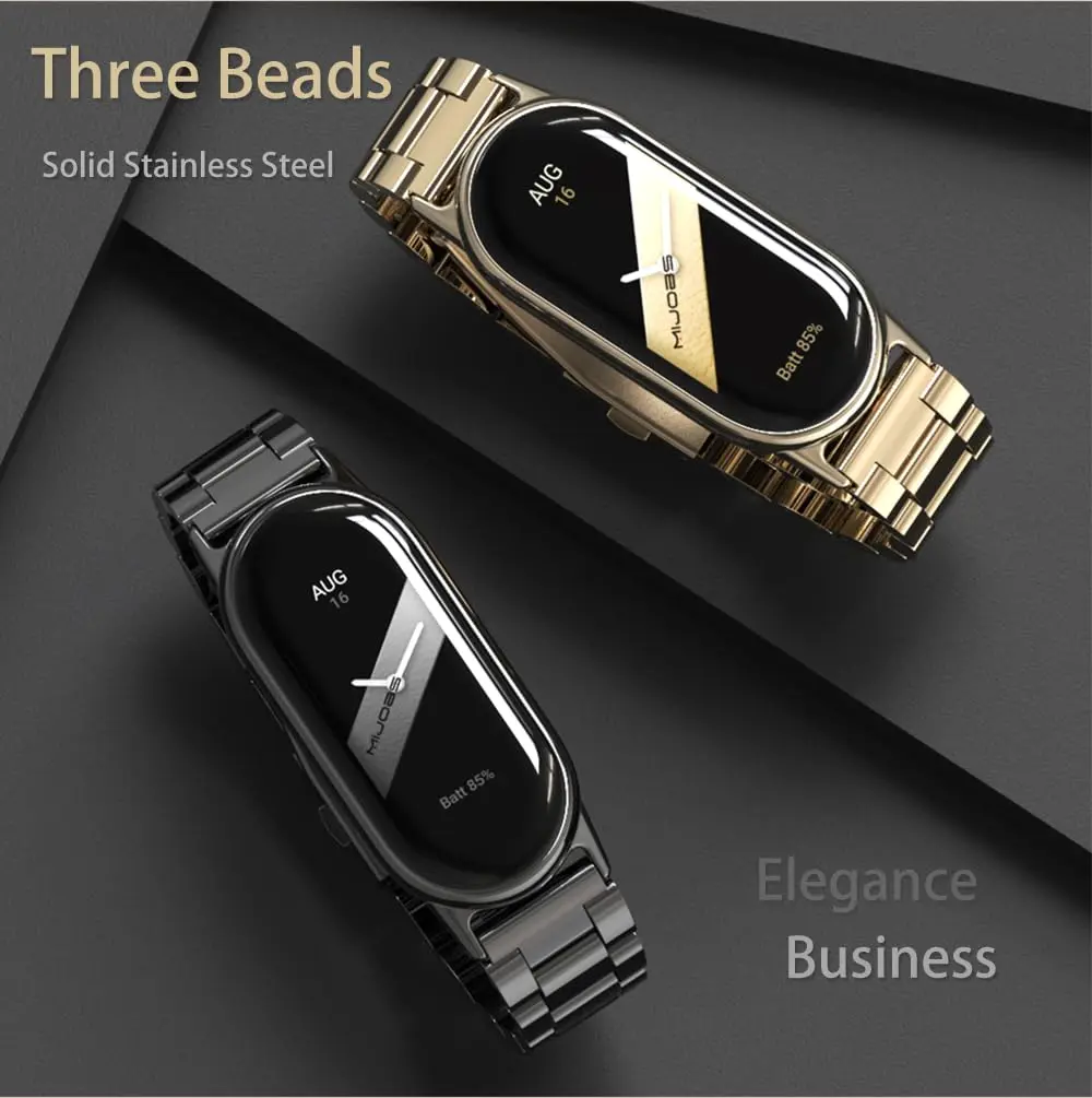 MIJOBS Stainless Steel Strap for Xiaomi Mi Band 8/9/10 | Breathable, Beads Style, Premium Material - view 8