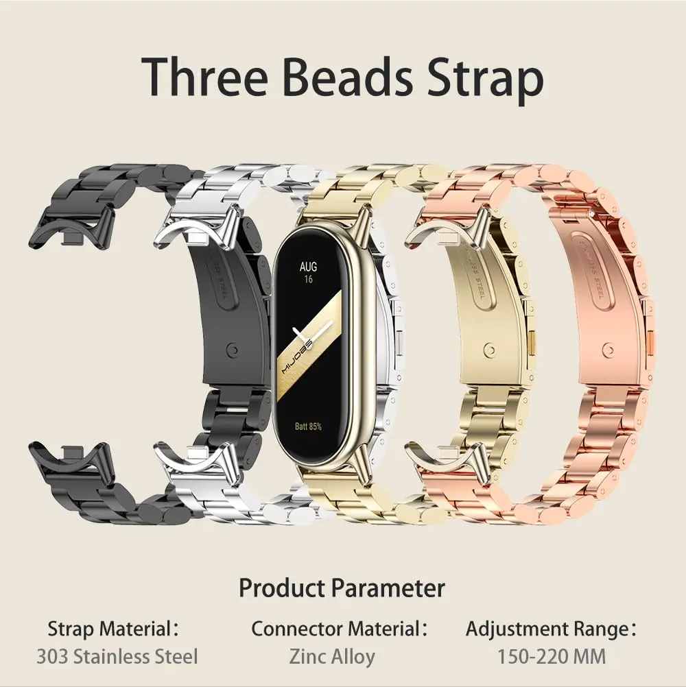 MIJOBS Stainless Steel Strap for Xiaomi Mi Band 8/9/10 | Breathable, Beads Style, Premium Material - view 9