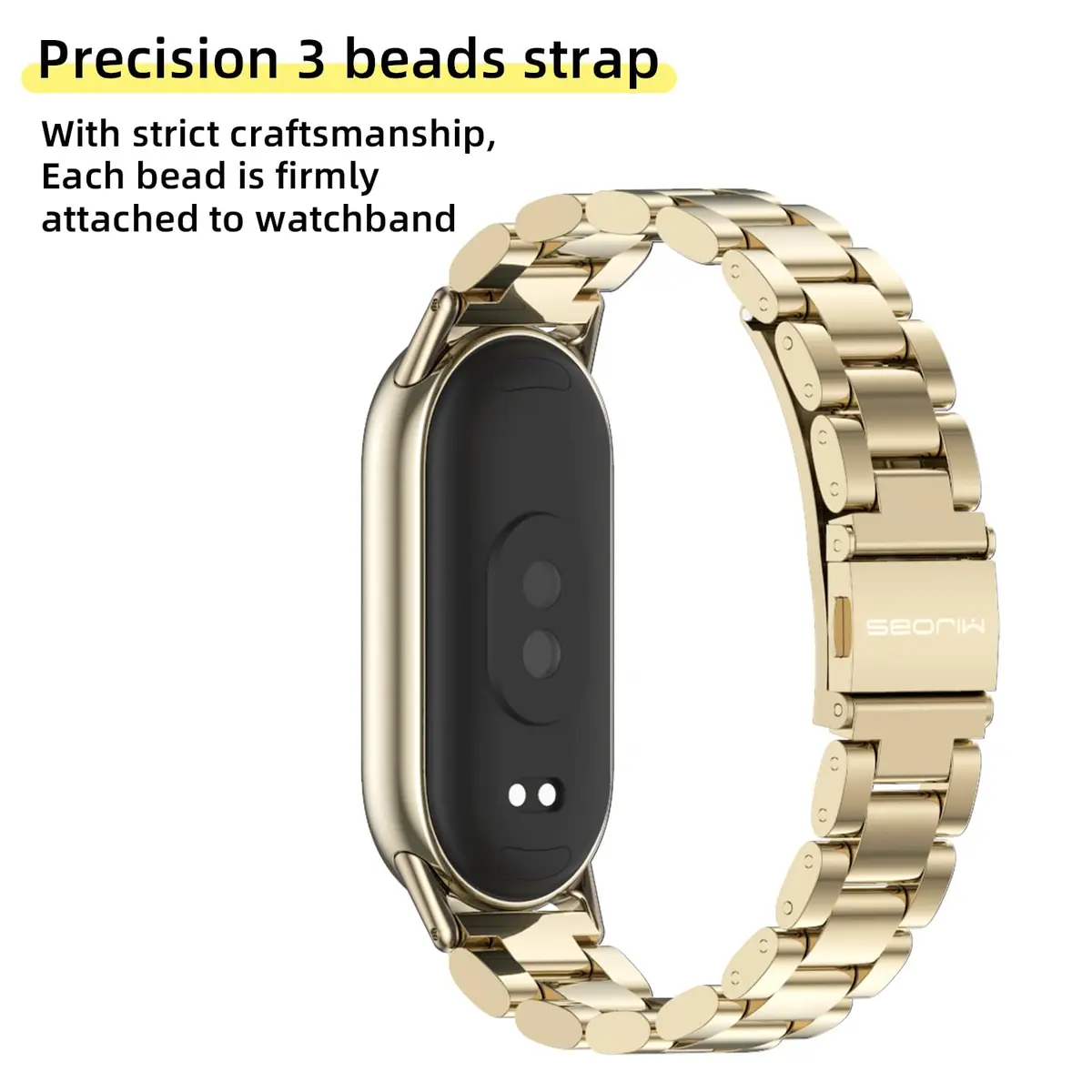 MIJOBS Stainless Steel Strap for Xiaomi Mi Band 8/9/10 | Breathable, Beads Style, Premium Material - view 4