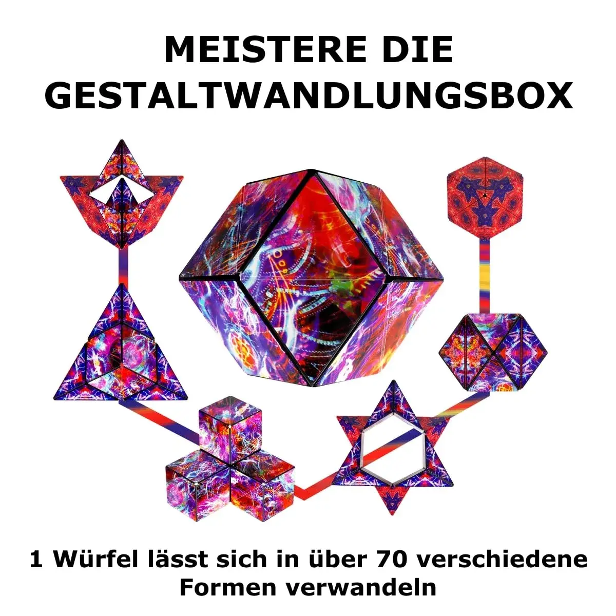 Shashibo Infinity Cube Sensory Fidget Toy for Adults & Kids, Fire Goddess Dodeca | 100+ Shapes - view 3