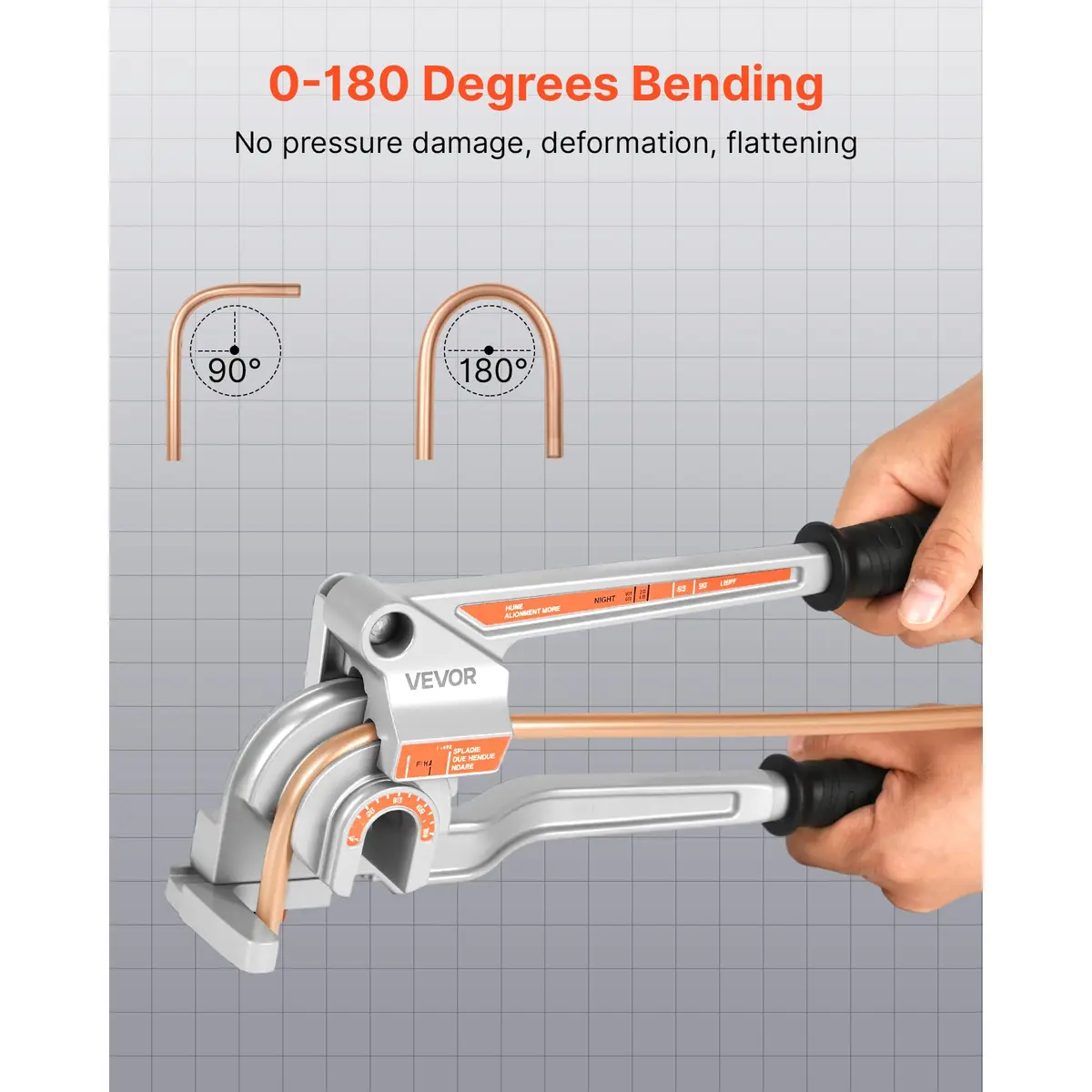 VEVOR 3-in-1 Pipe Tube Bender 1/4" 3/8" 1/2" OD | Bends 0-180° for Copper Aluminum Pipes - view 4