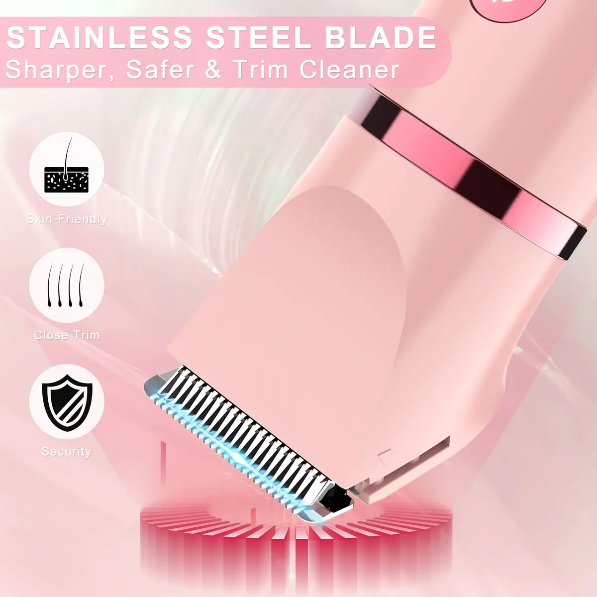Scttomon Electric Lady Shaver for Women - Painless Razor, Bikini Trimmer, Facial Hair Removal, Body Trimmer for Face, Legs, Underarm, Pubic - Wet and Dry 3 in 1 - view 5