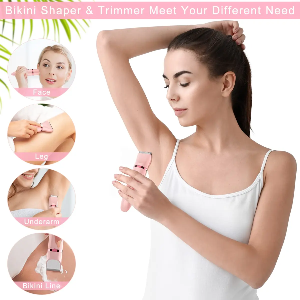 Scttomon Electric Lady Shaver for Women - Painless Razor, Bikini Trimmer, Facial Hair Removal, Body Trimmer for Face, Legs, Underarm, Pubic - Wet and Dry 3 in 1 - view 2