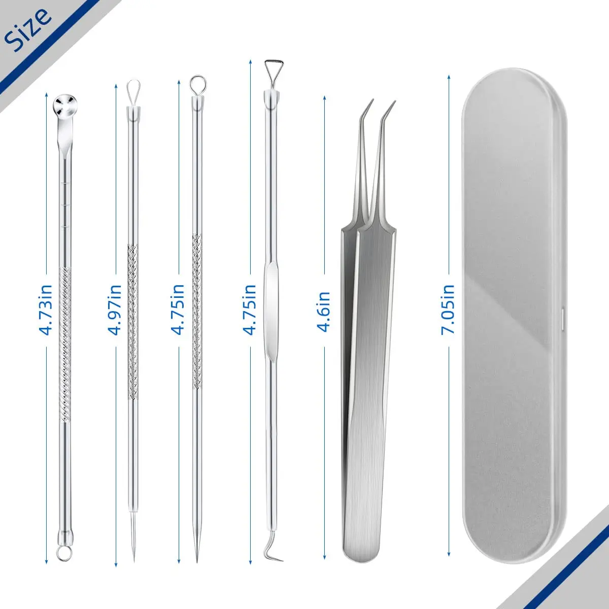 yuntop Blackhead Remover Tool Kit 5 Pack Stainless Steel | Professional Face Nose Extractor (70-120 chars) - view 2