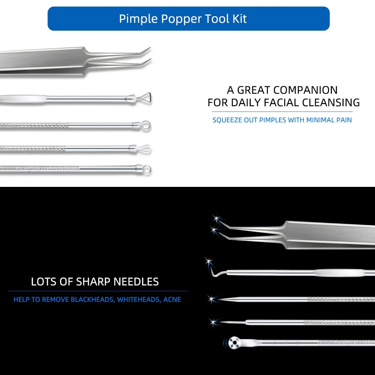 yuntop Blackhead Remover Tool Kit 5 Pack Stainless Steel | Professional Face Nose Extractor (70-120 chars) - view 3