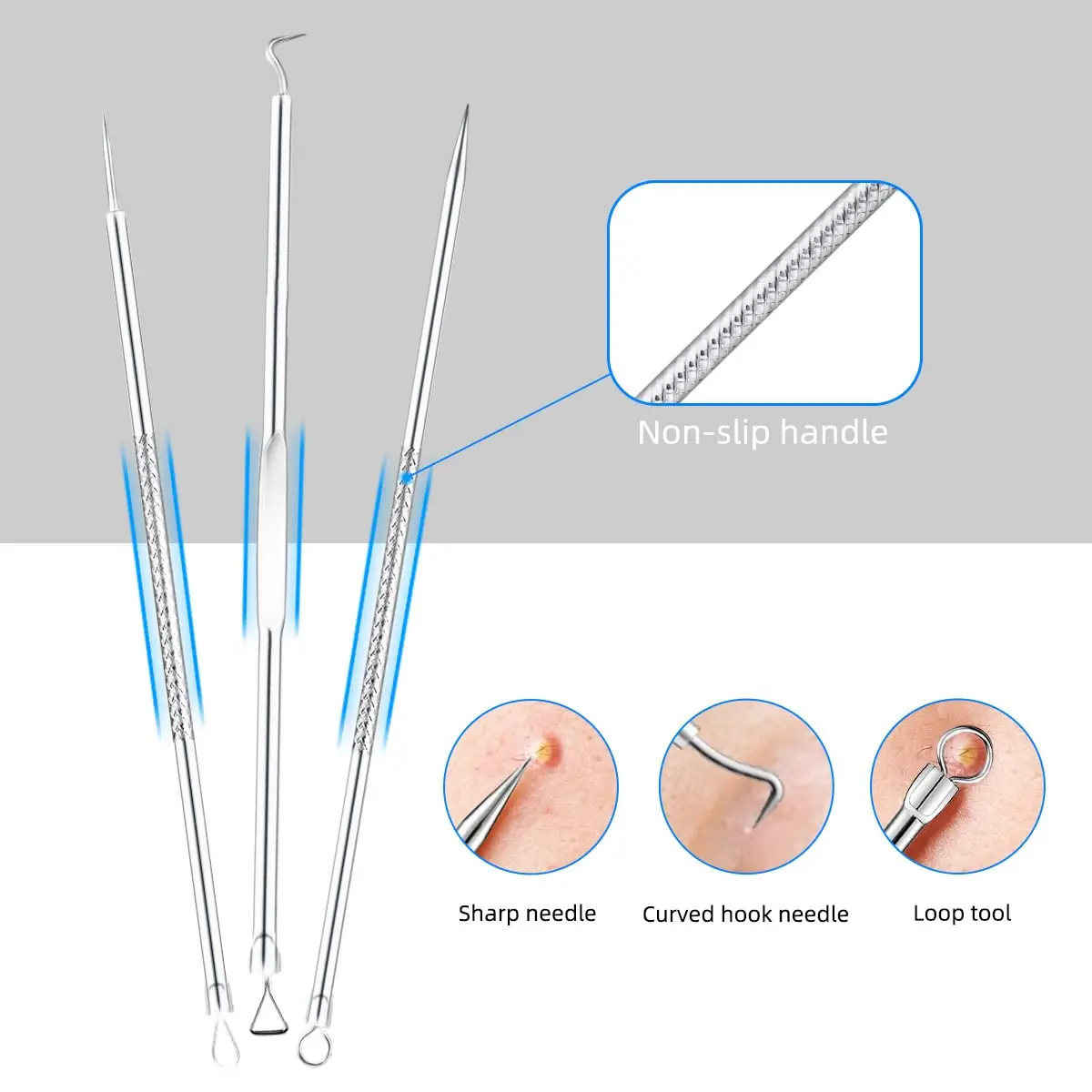 yuntop Blackhead Remover Tool Kit 5 Pack Stainless Steel | Professional Face Nose Extractor (70-120 chars) - view 4