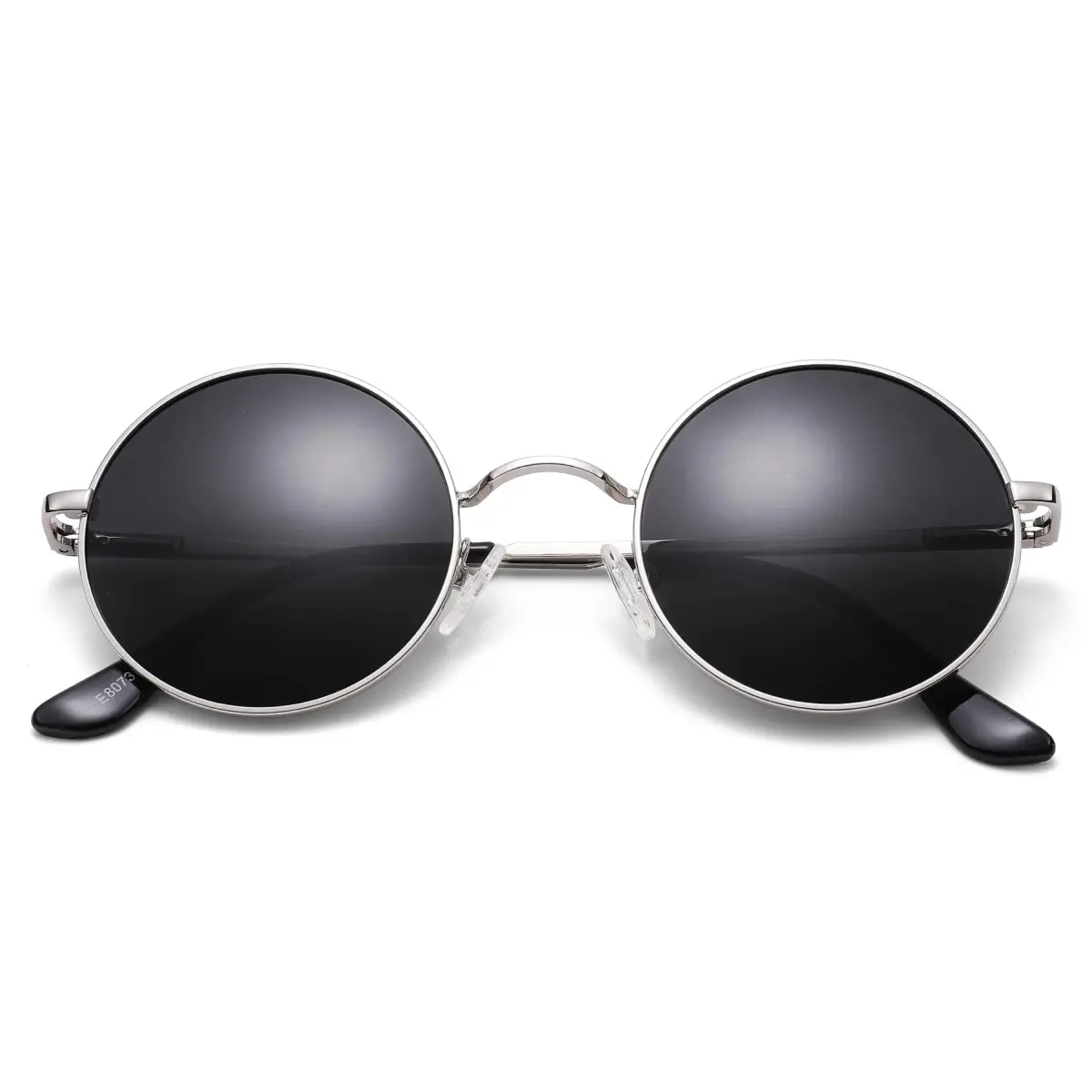 Pro Acme Small Round Polarized Sunglasses - Silver Frame, Black Lens, UV400 Protection - main product image