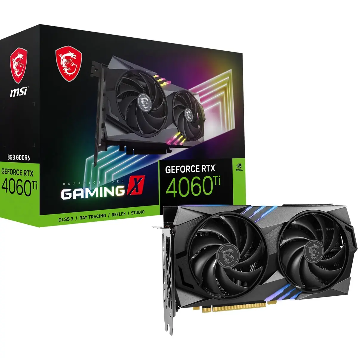 MSI GeForce RTX 4060 Ti GAMING X 8G Graphics Card | 8GB GDDR6 PCIe 4.0 Twin FROZR 9 RGB - main product image