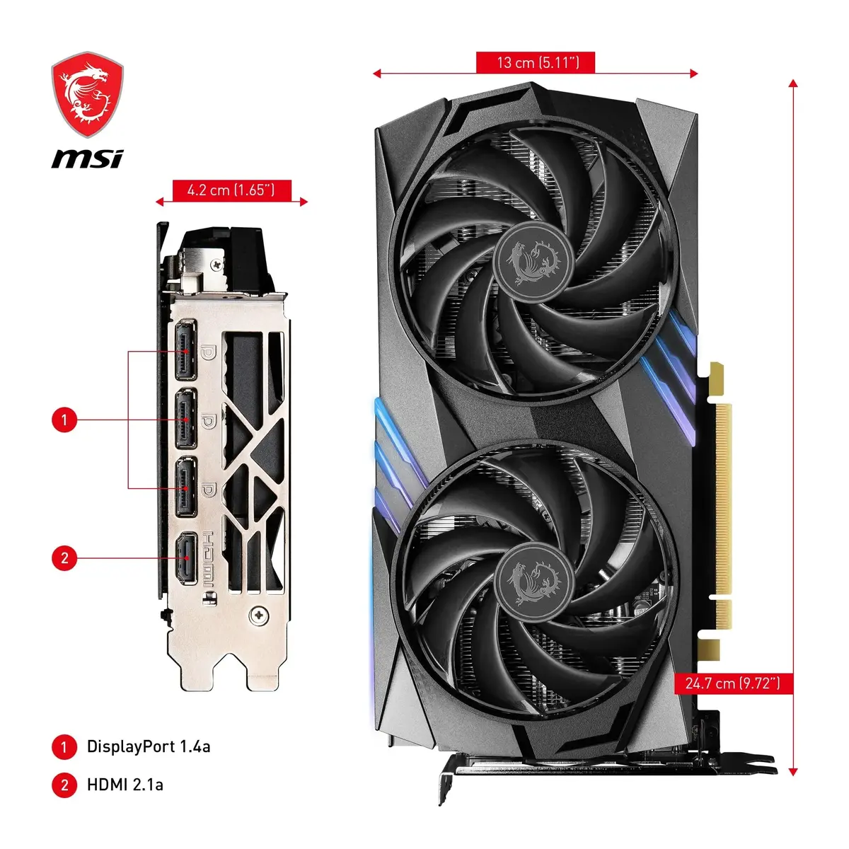 MSI GeForce RTX 4060 Ti GAMING X 8G Graphics Card | 8GB GDDR6 PCIe 4.0 Twin FROZR 9 RGB - view 7