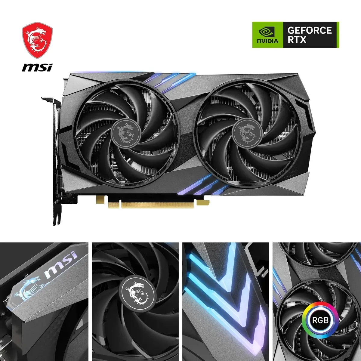MSI GeForce RTX 4060 Ti GAMING X 8G Graphics Card | 8GB GDDR6 PCIe 4.0 Twin FROZR 9 RGB - view 2