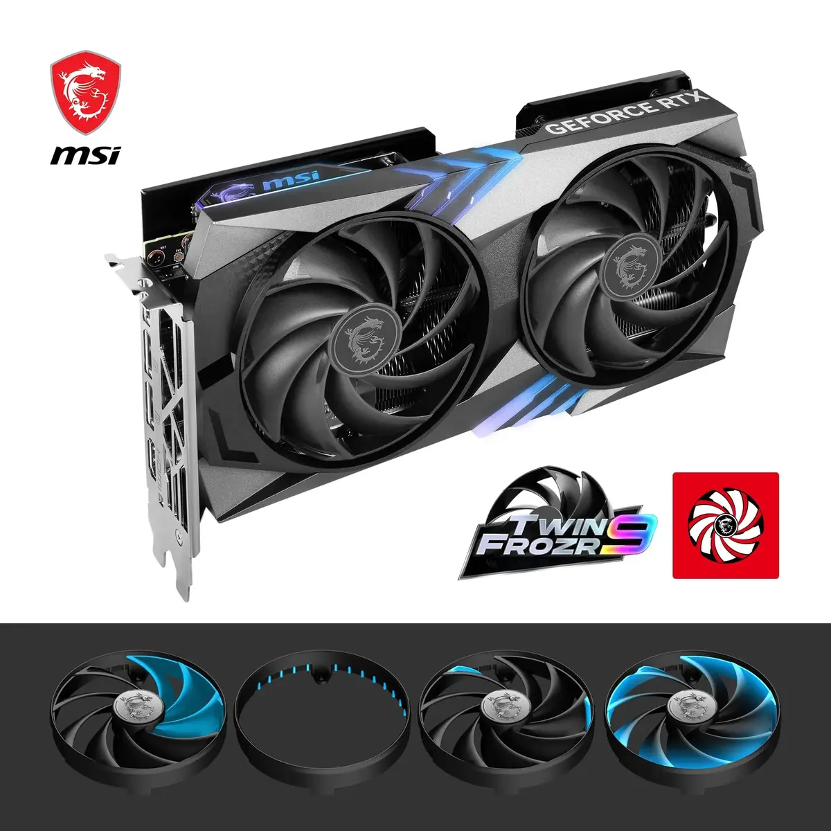 MSI GeForce RTX 4060 Ti GAMING X 8G Graphics Card | 8GB GDDR6 PCIe 4.0 Twin FROZR 9 RGB - view 4