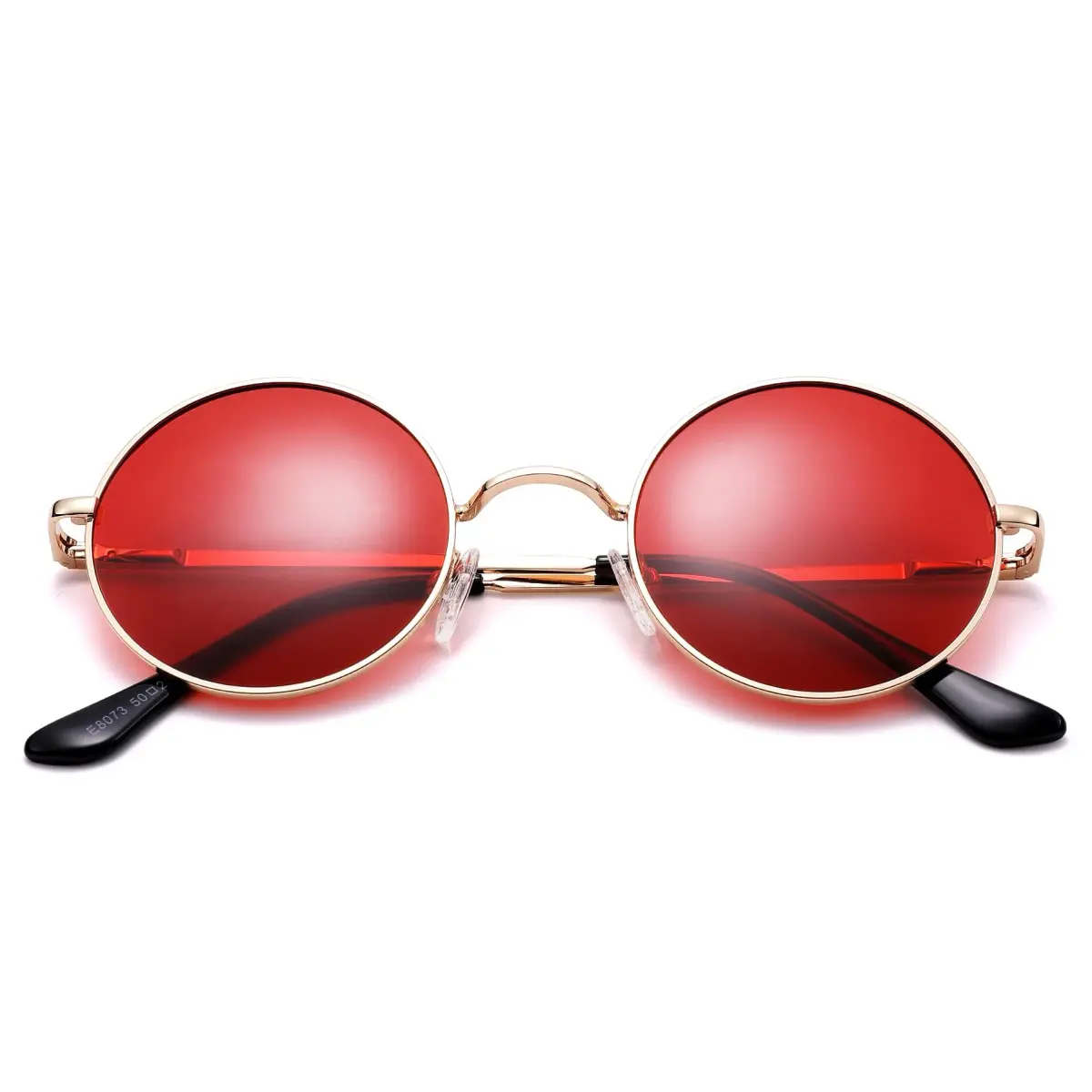 Pro Acme Small Round Gold Frame/Transparent Red Lens Polarized Sunglasses with UV400 Protection - main product image