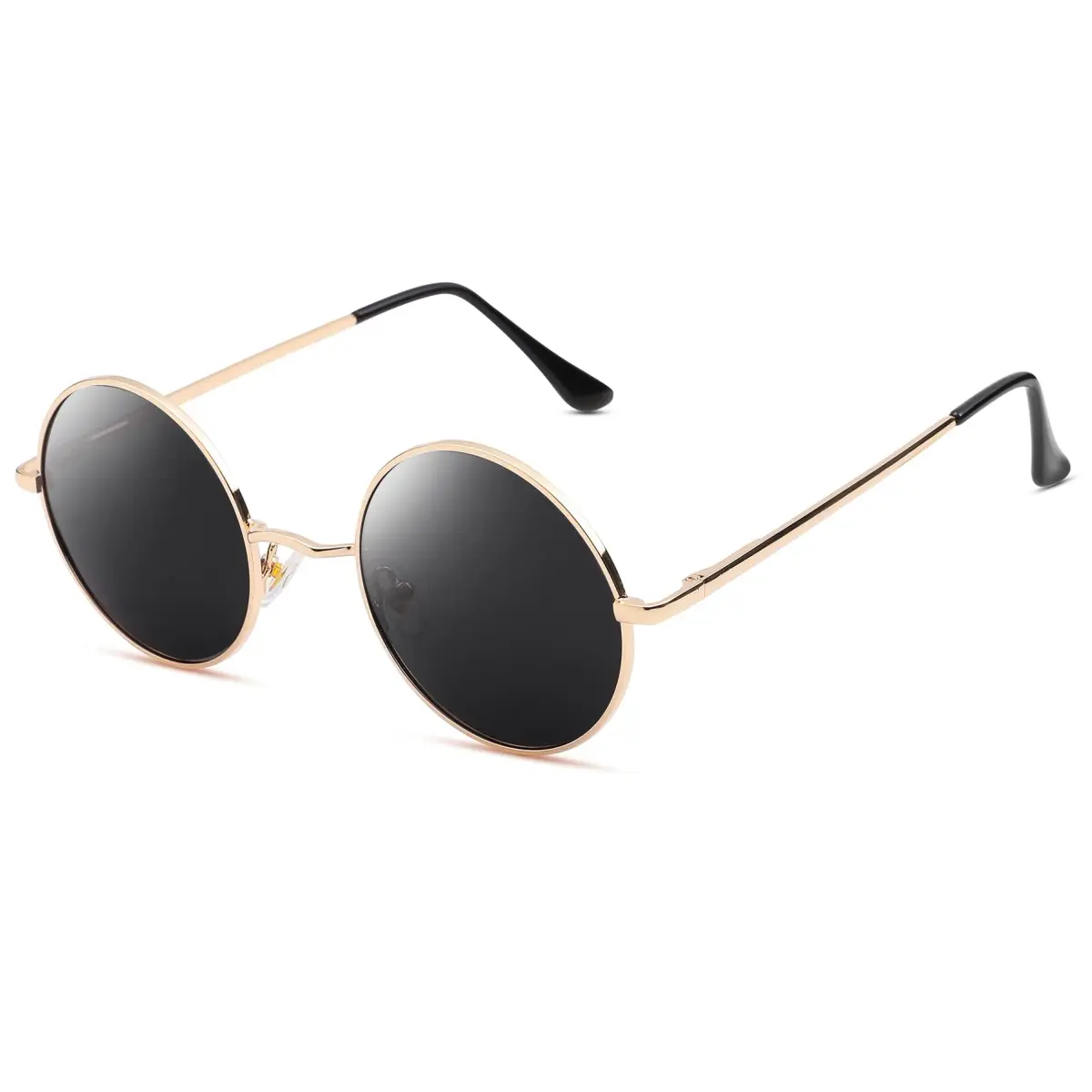 Pro Acme Small Round Polarized Sunglasses | Gold Frame, Black Lens | UV400 Protection - view 2
