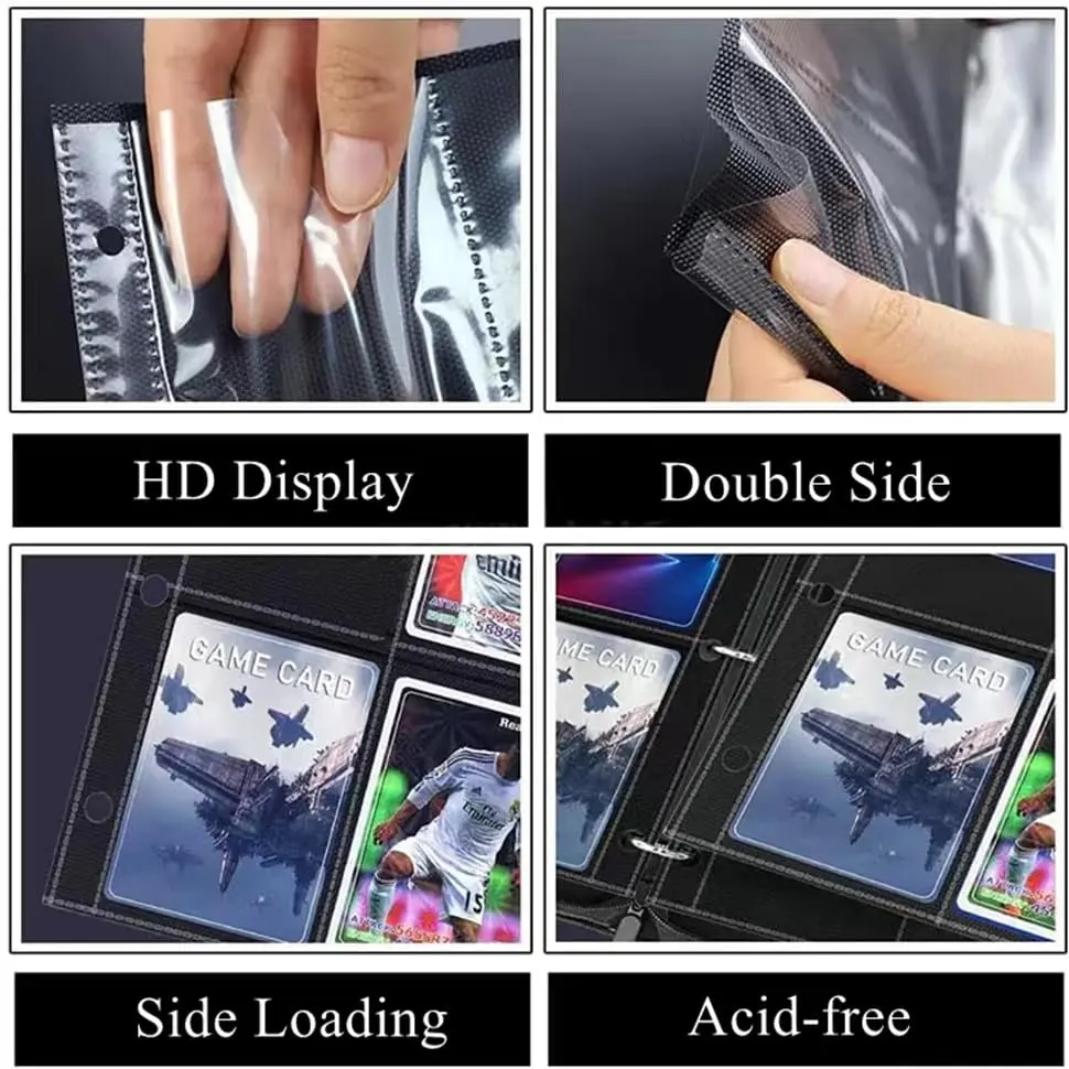 superaimi 1800 Pockets Trading Card Sleeves Pages, Double-Sided Binder Sheets 2.5" x 3.5" | Acid-Free Polypropylene - view 3