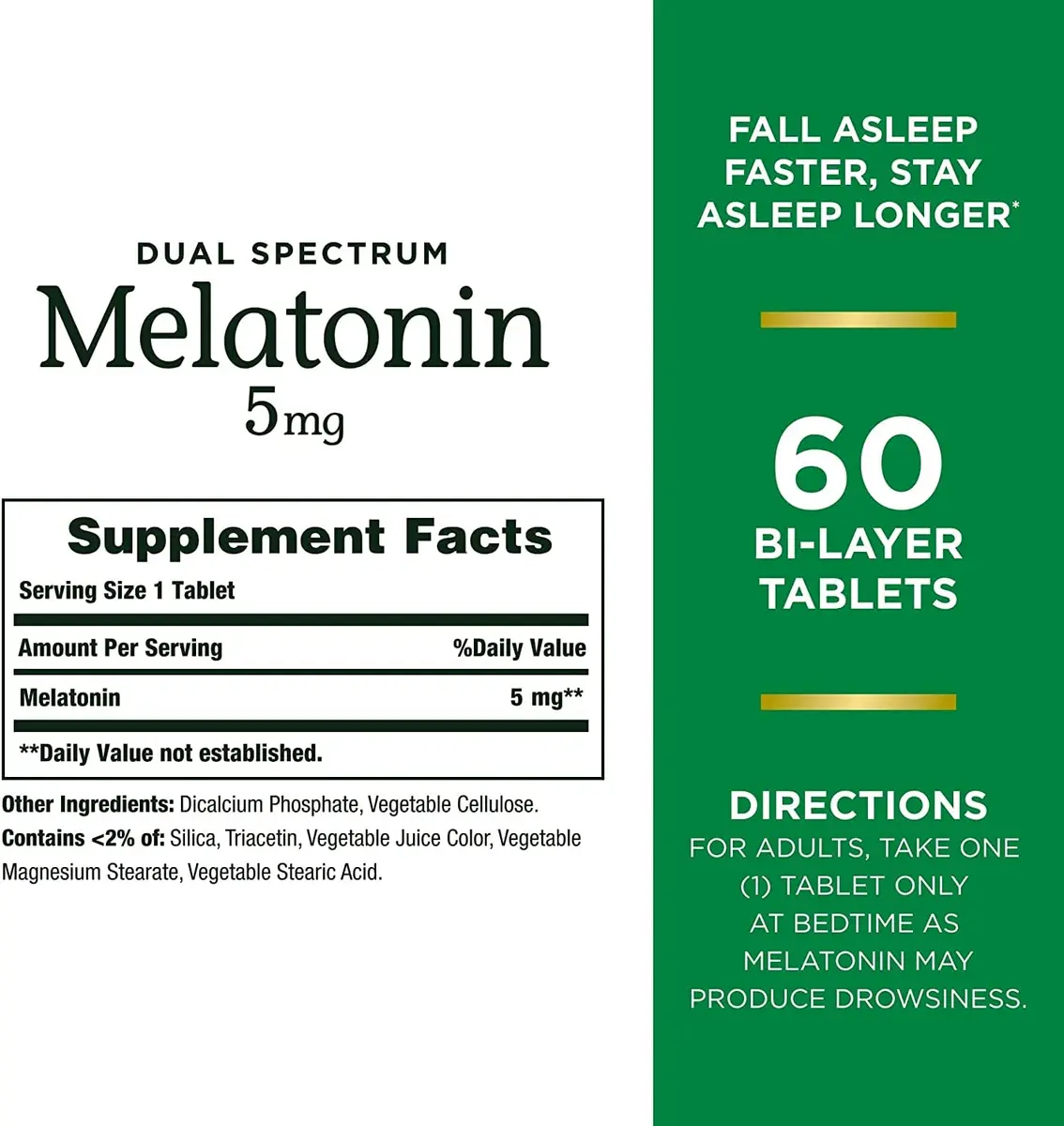 Nature's Bounty Melatonin 5mg Dual Spectrum Bi-Layer Tablets 120 Count (Pack of 2) | Promotes Relaxation and Sleep Health - view 2