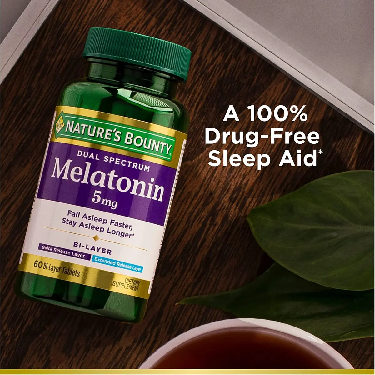 Nature's Bounty Melatonin 5mg Dual Spectrum Bi-Layer Tablets 120 Count (Pack of 2) | Promotes Relaxation and Sleep Health - view 4