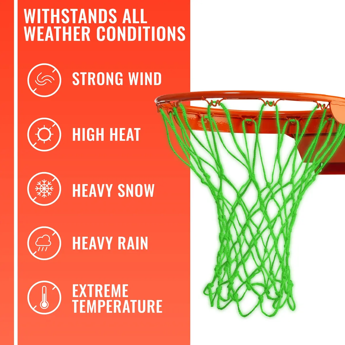 Ultra Sporting Goods Heavy Duty Basketball Net Replacement | All Weather Anti Whip, Fits Standard Rims (21"/12 Loops) - view 3