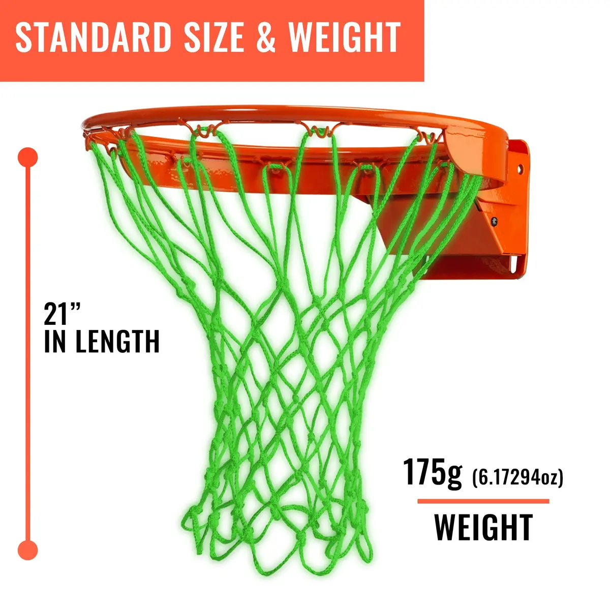 Ultra Sporting Goods Heavy Duty Basketball Net Replacement | All Weather Anti Whip, Fits Standard Rims (21"/12 Loops) - view 4