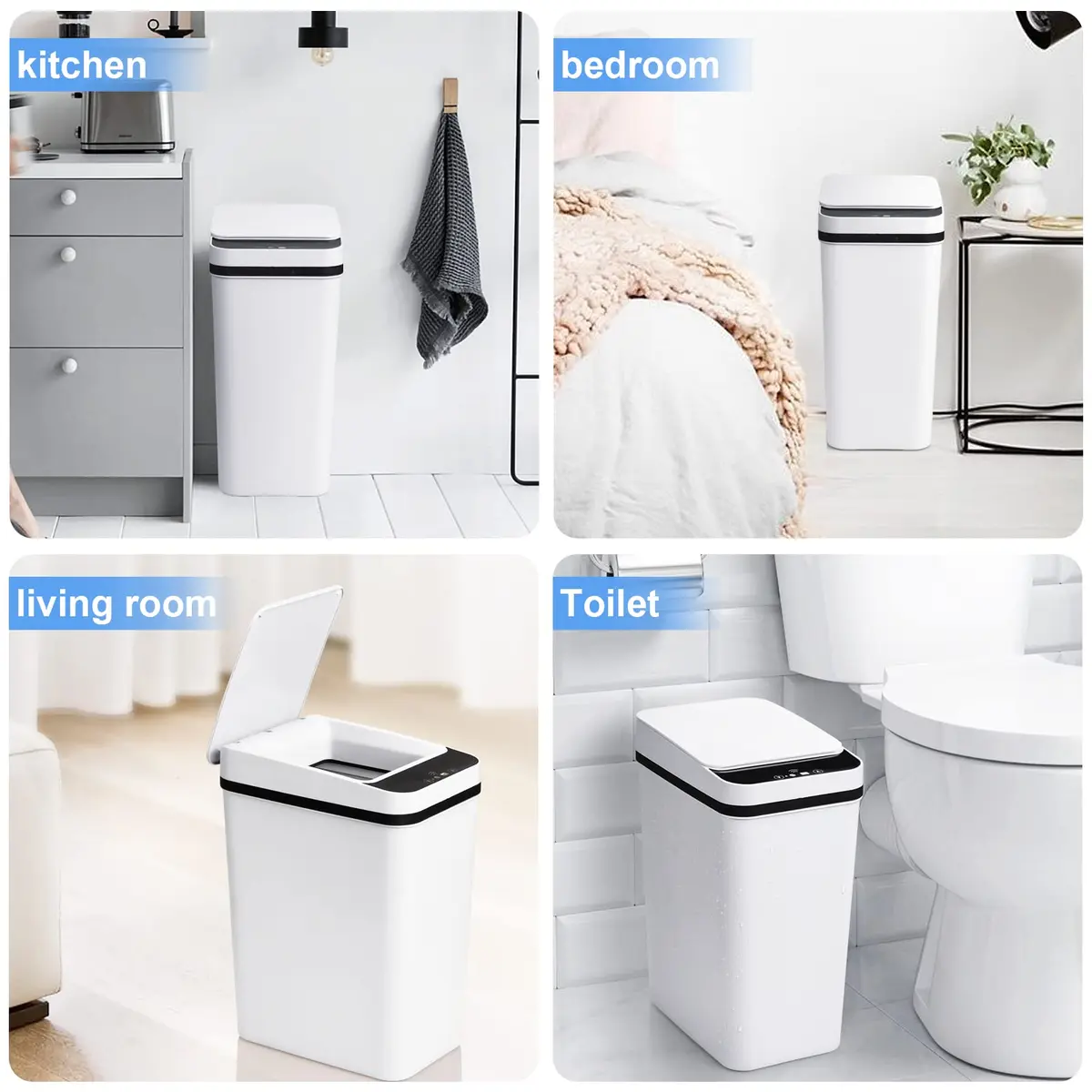 Anborry White Touchless Trash Can 4 Gallon | Infrared Sensor, Sealed Lid for Bathroom & Kitchen - view 7