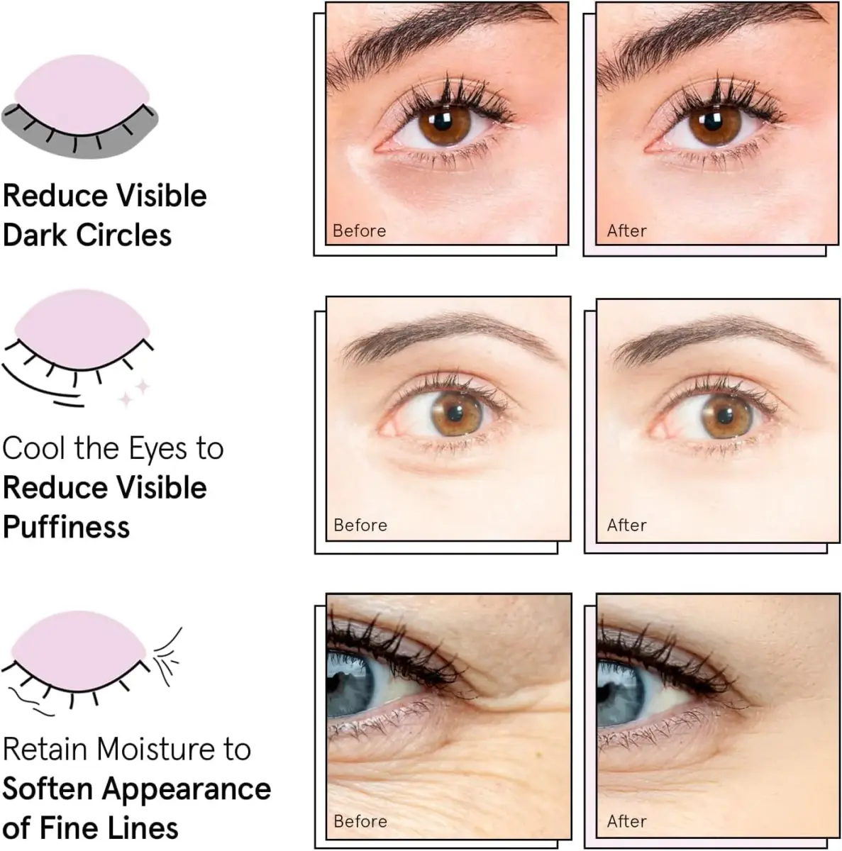grace & stella Award Winning Under Eye Mask 6 Pairs, Pink | Cruelty-Free & Vegan Gel Eye Patches for Dark Circles & Puffy Eyes - view 8
