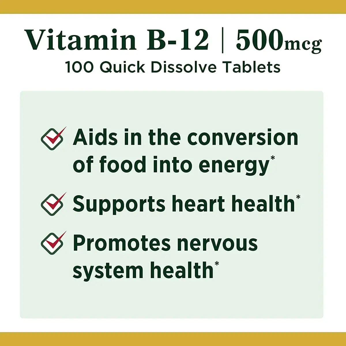 Nature's Bounty Vitamin B12 Tablets 500mcg (200 Count Total) | Supports Energy Metabolism & Nervous System Health - view 3
