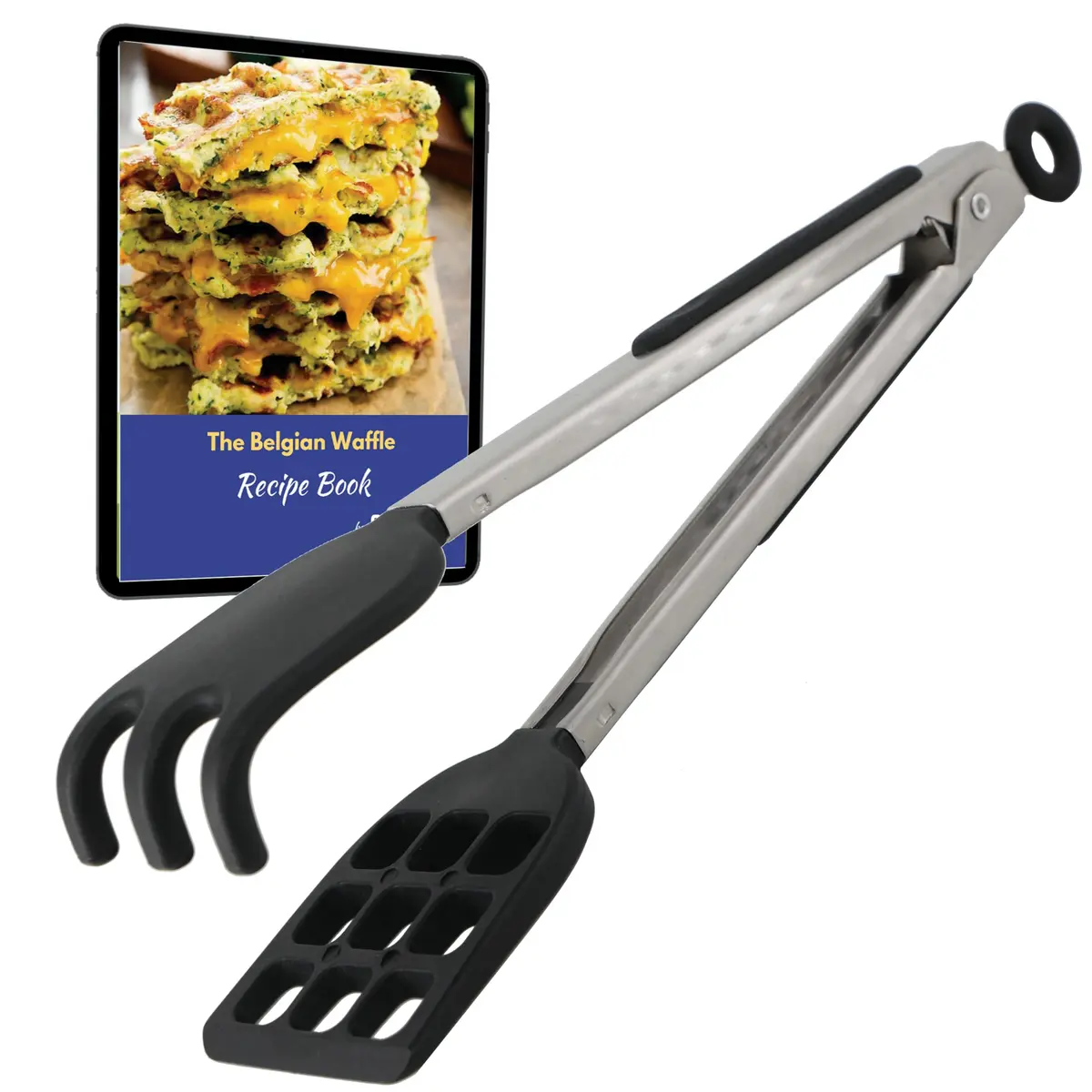 StarBlue 10 Inch Silicone & Nylon Waffle Tongs | Heat-Resistant Spatula Tongs for Non-Stick Cookware - main product image