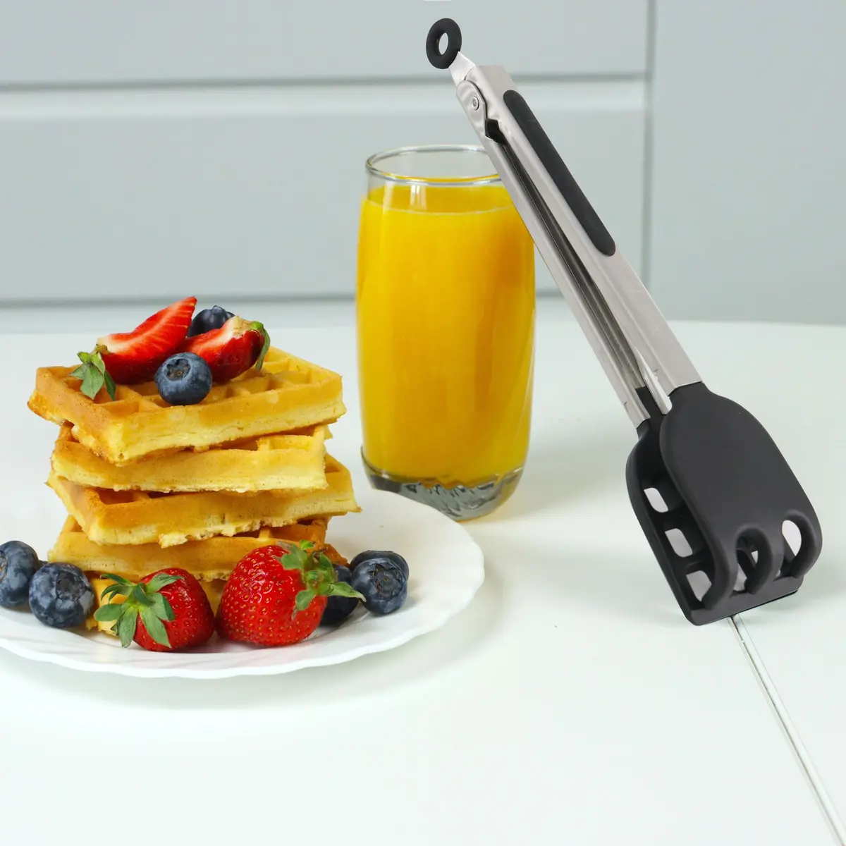 StarBlue 10 Inch Silicone & Nylon Waffle Tongs | Heat-Resistant Spatula Tongs for Non-Stick Cookware - view 5