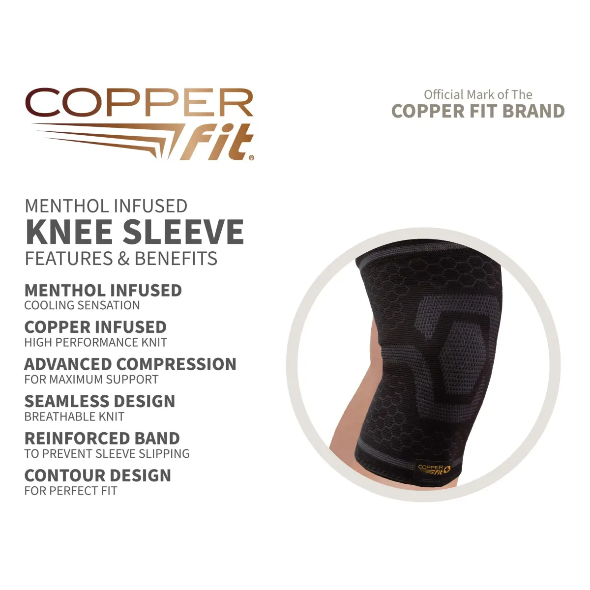 Copper Fit ICE Knee Sleeve S/M (12"-16") Black | FDA Approved Orthopedic Brace for Joint Pain Relief - view 3