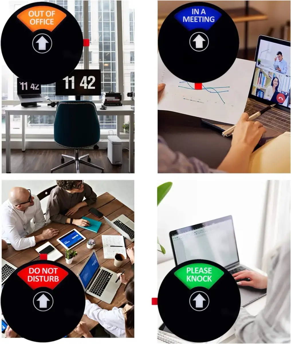 Kichwit Privacy Sign for Office Door, Do Not Disturb, Out of Office, Please Knock, in a Meeting, Conference Sign for Offices (Black, 2 Pack) | 5 inch Diameter - view 3