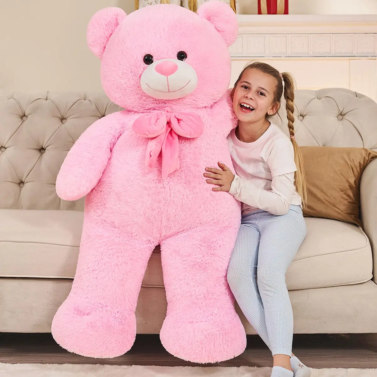 Tezituor Giant Teddy Bear 120 cm (47 Inch) Pink | Soft Plush Toy for Kids & Gifts - main product image