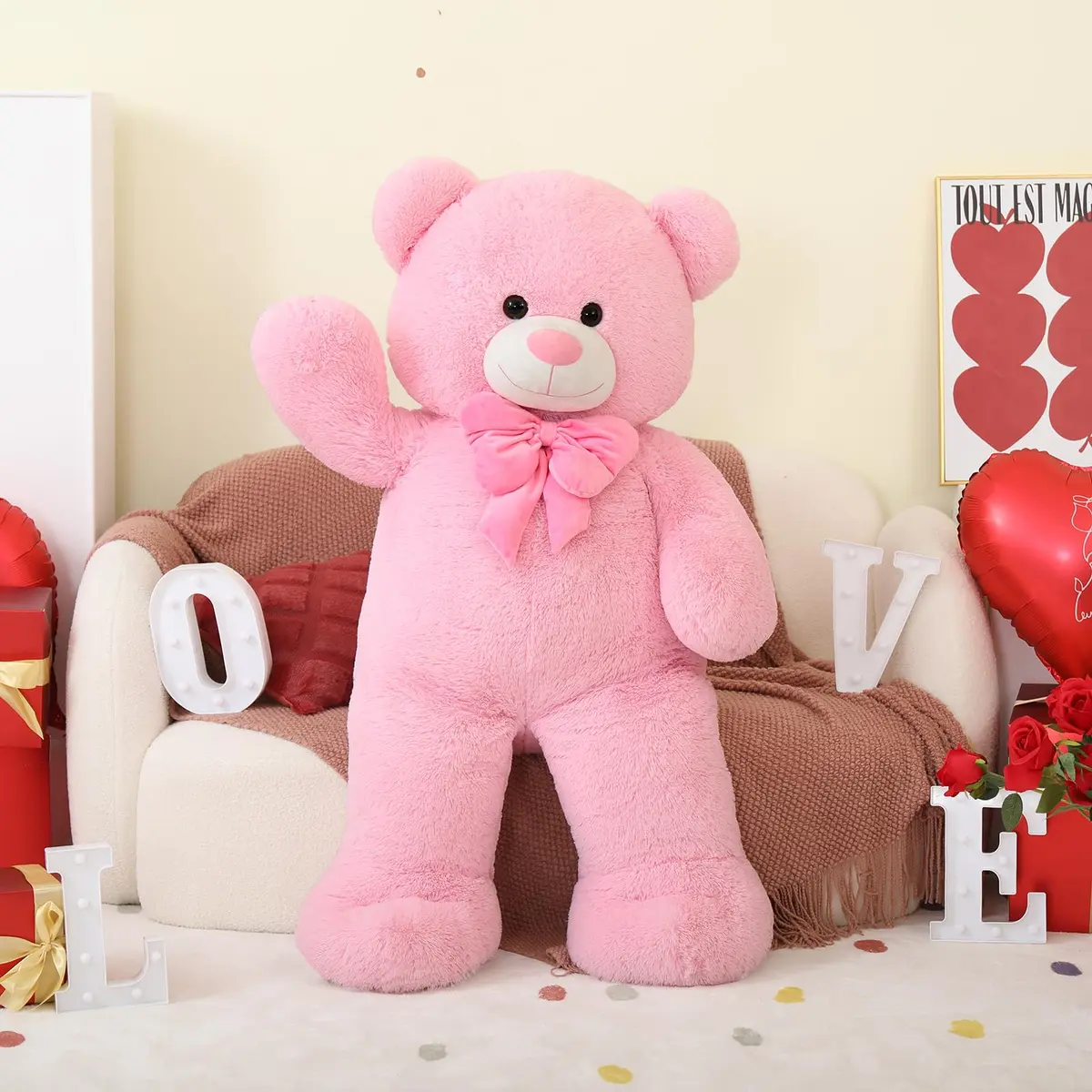 Tezituor Giant Teddy Bear 120 cm (47 Inch) Pink | Soft Plush Toy for Kids & Gifts - view 5
