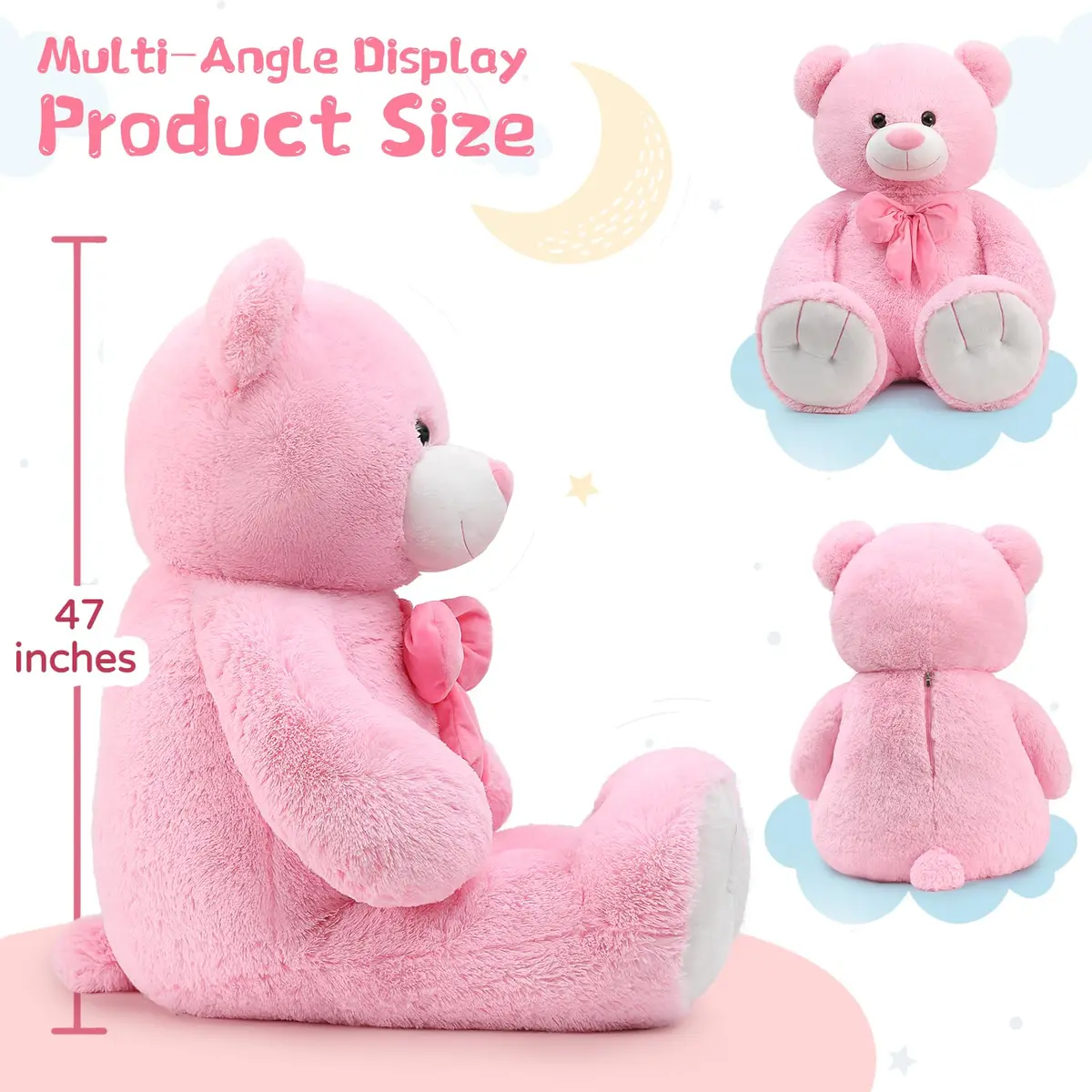 Tezituor Giant Teddy Bear 120 cm (47 Inch) Pink | Soft Plush Toy for Kids & Gifts - view 3