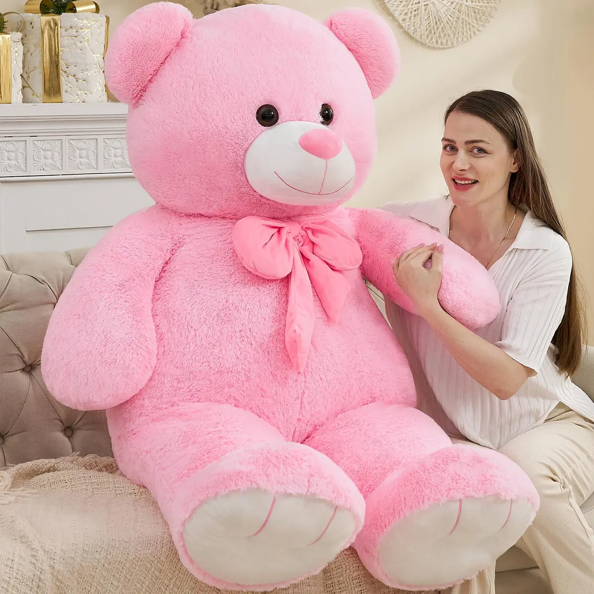 Tezituor Giant Teddy Bear 5 Feet (150 cm / 59 Inch) Pink | Soft, Huggable, Safe for Kids - main product image