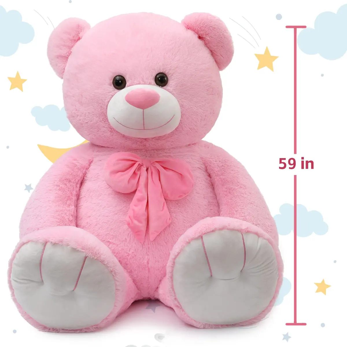 Tezituor Giant Teddy Bear 5 Feet (150 cm / 59 Inch) Pink | Soft, Huggable, Safe for Kids - view 5