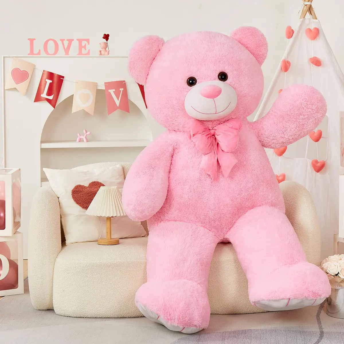 Tezituor Giant Teddy Bear 5 Feet (150 cm / 59 Inch) Pink | Soft, Huggable, Safe for Kids - view 2