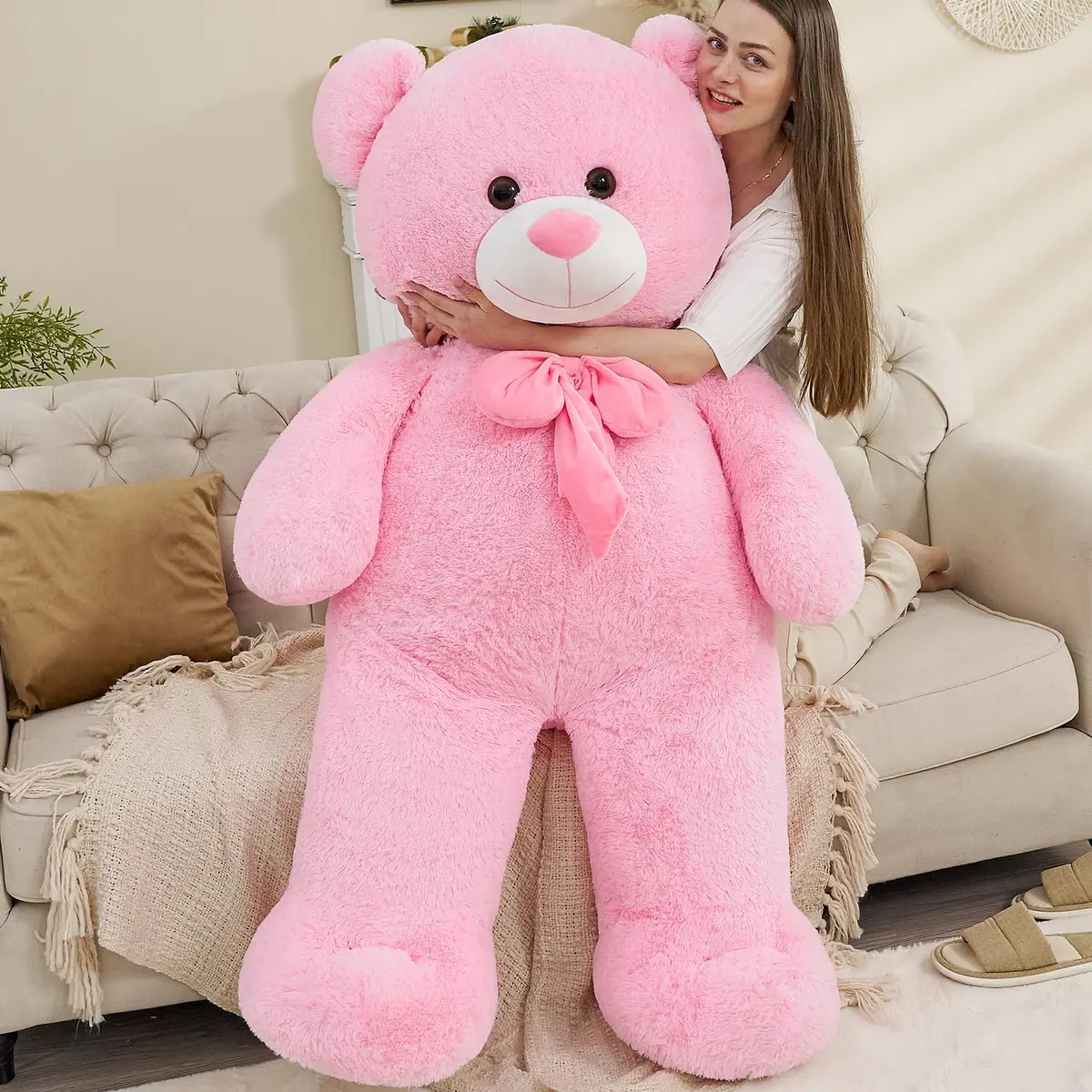 Tezituor Giant Teddy Bear 5 Feet (150 cm / 59 Inch) Pink | Soft, Huggable, Safe for Kids - view 3