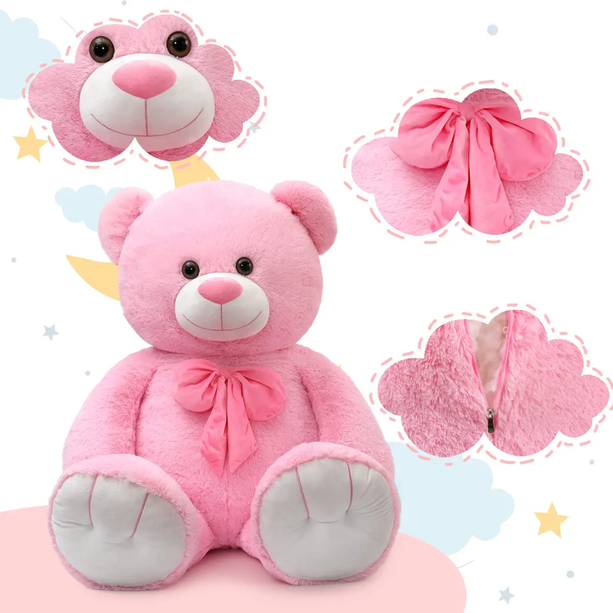 Tezituor Giant Teddy Bear 5 Feet (150 cm / 59 Inch) Pink | Soft, Huggable, Safe for Kids - view 4