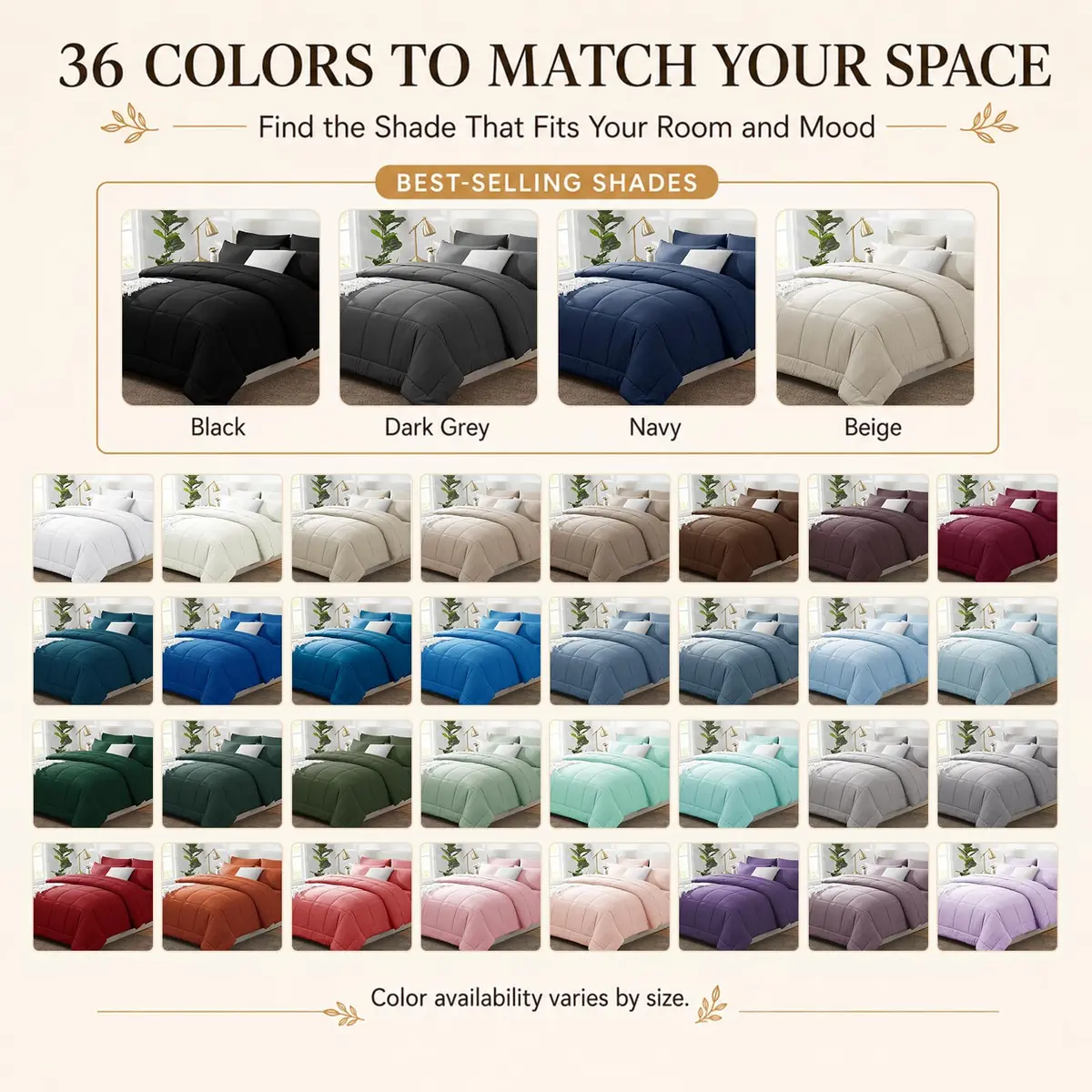 CozyLux Queen Comforter Set Black | All-Season Microfiber Bedding in a Bag - view 9