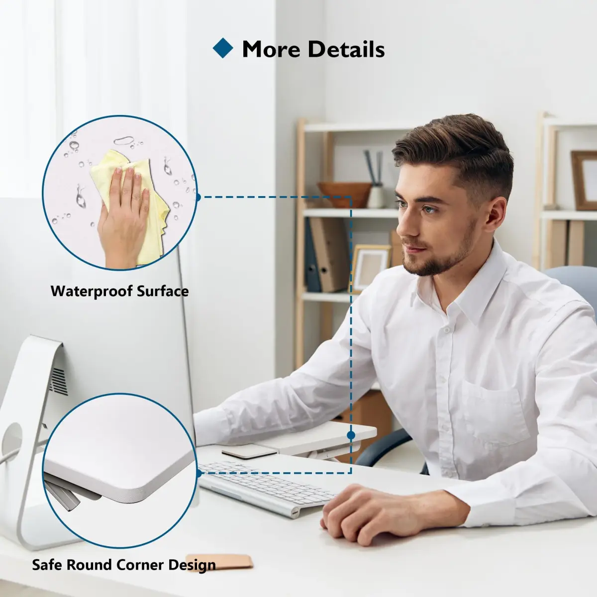 BONTEC Ergonomic Desk Extender Tray 9.5"x9.1" (24cm x 23cm) | Clamp-On Elbow Support for Office & Home Use - view 4