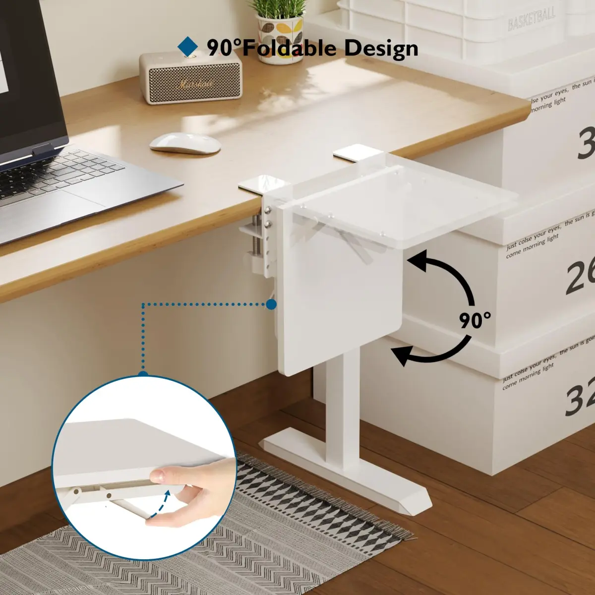 BONTEC Ergonomic Desk Extender Tray 9.5"x9.1" (24cm x 23cm) | Clamp-On Elbow Support for Office & Home Use - view 3
