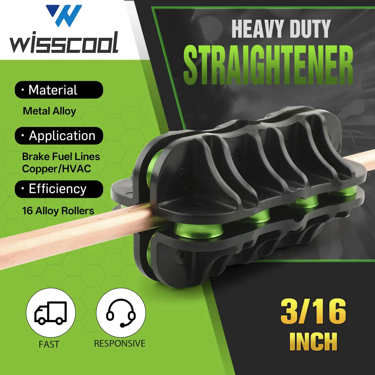 Wisscool 3/16" Copper Pipe Straightener for HVAC Brake and Fuel Lines | Precise, Durable, Versatile - view 3