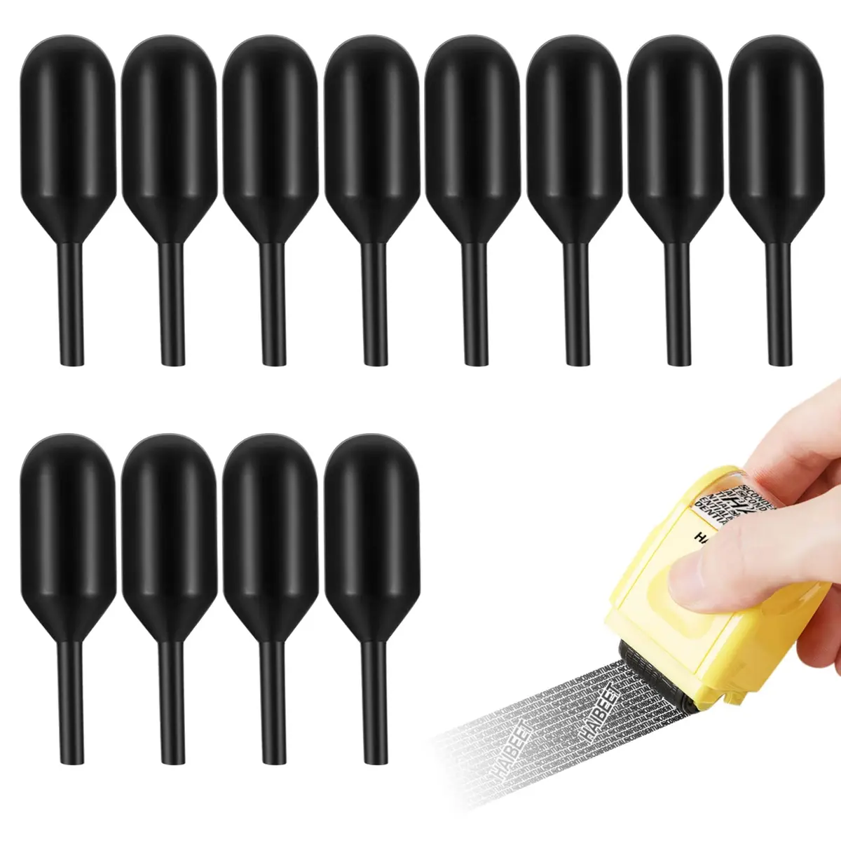 Siyurongg Black 12 pcs Rubber Stamp Refill Set | Identity Theft Protection Ink - main product image