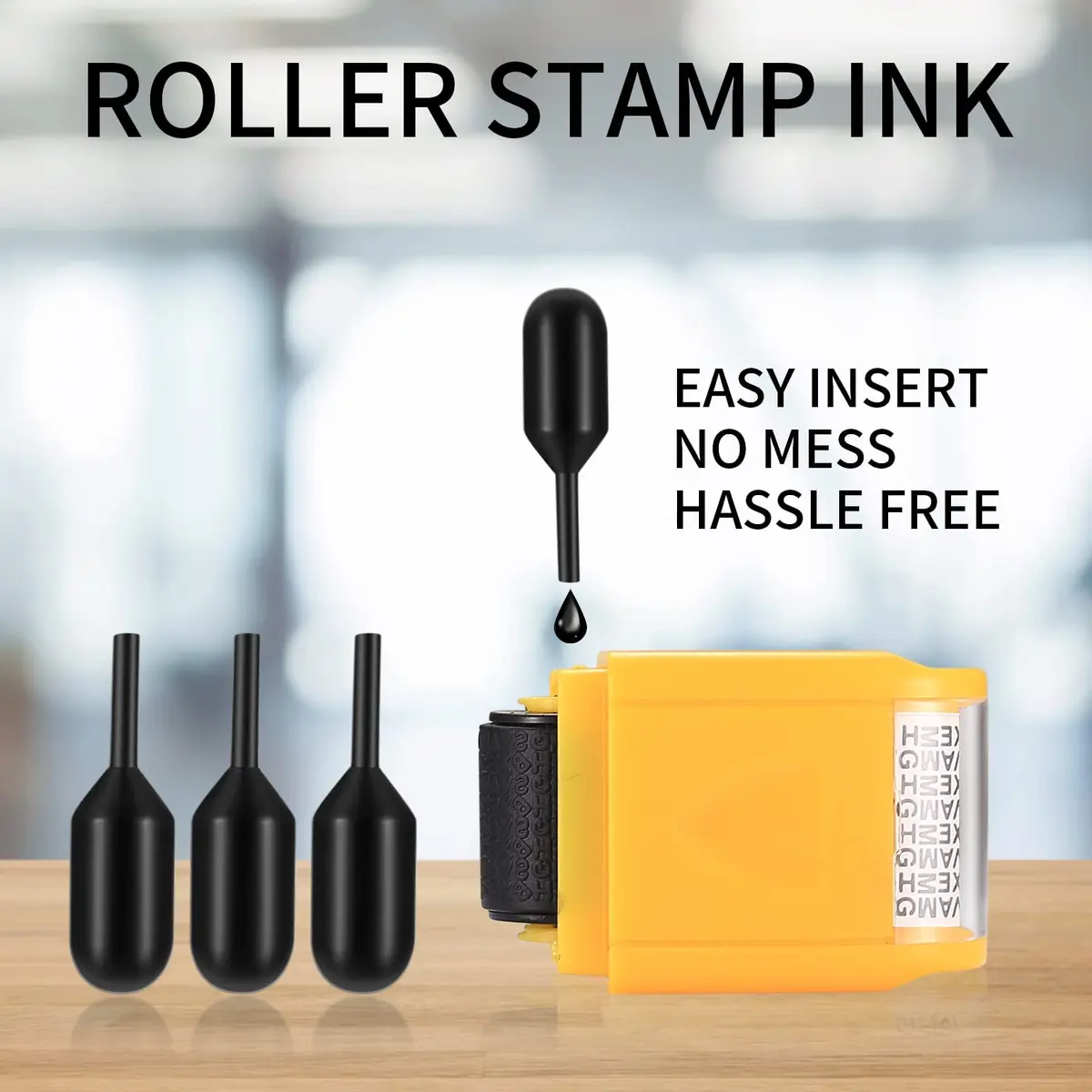 Siyurongg Black 12 pcs Rubber Stamp Refill Set | Identity Theft Protection Ink - view 3