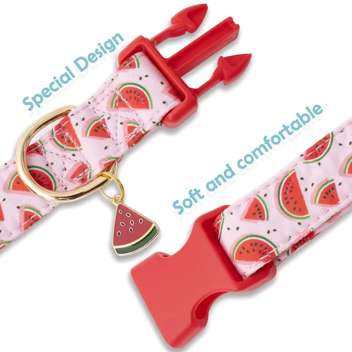 Faygarsle Pink Animal Collar for Dogs | Watermelon Design, Summer Pet Accessory, Adjustable & Durable (70-120 chars) - view 5
