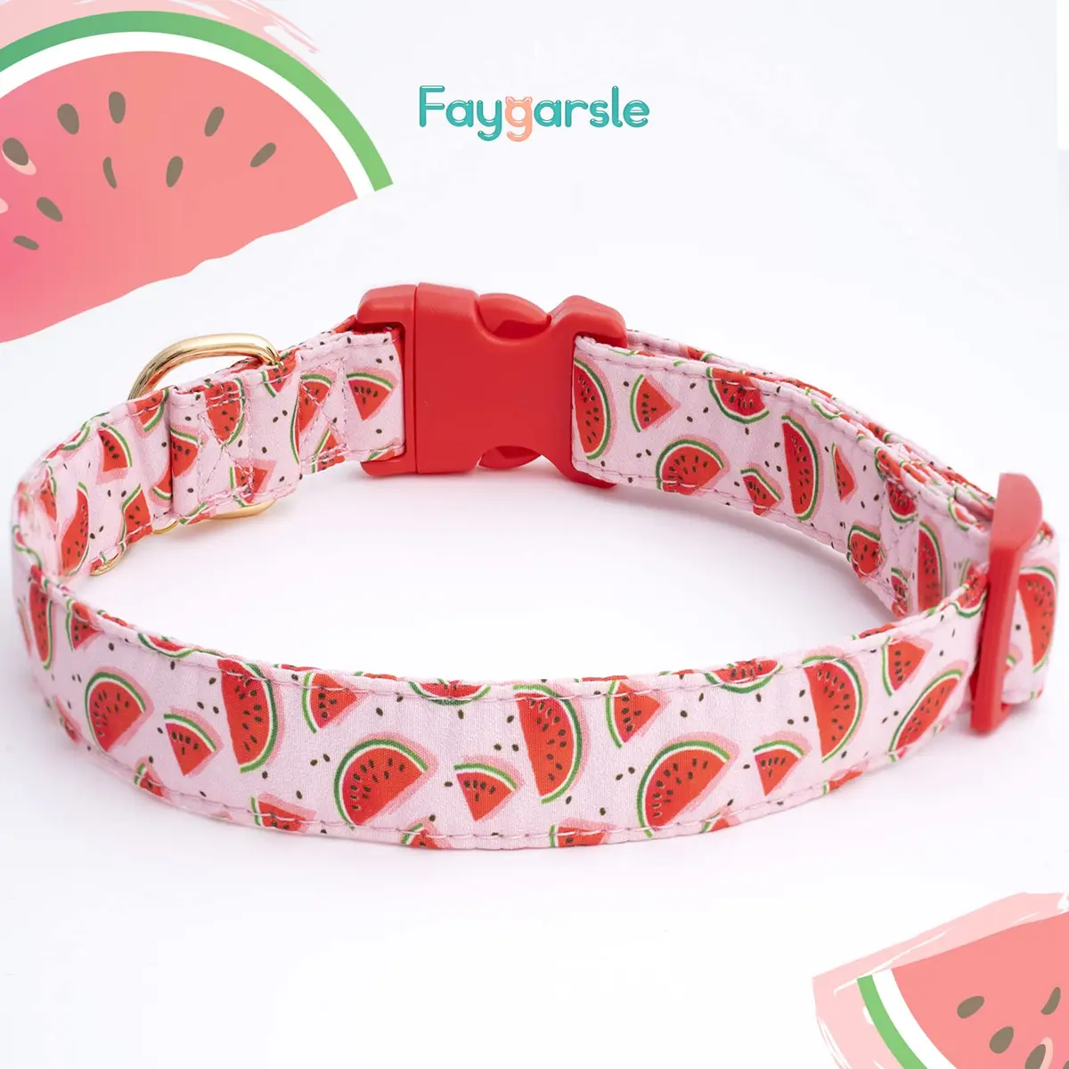 Faygarsle Pink Animal Collar for Dogs | Watermelon Design, Summer Pet Accessory, Adjustable & Durable (70-120 chars) - view 2