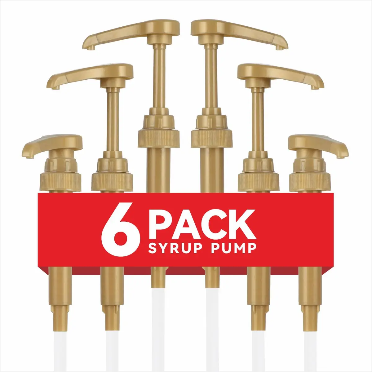 Kinfira 6 Pcs Coffee Syrup Pump Dispenser - Premium Skinny Syrup Pumps Fit for 25.4oz Torani Davinci Bottles (Gold) | Precise Portion & Mess-Free - main product image